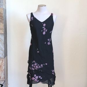 Jessica Howard Black and Pink Floral Layered Dress